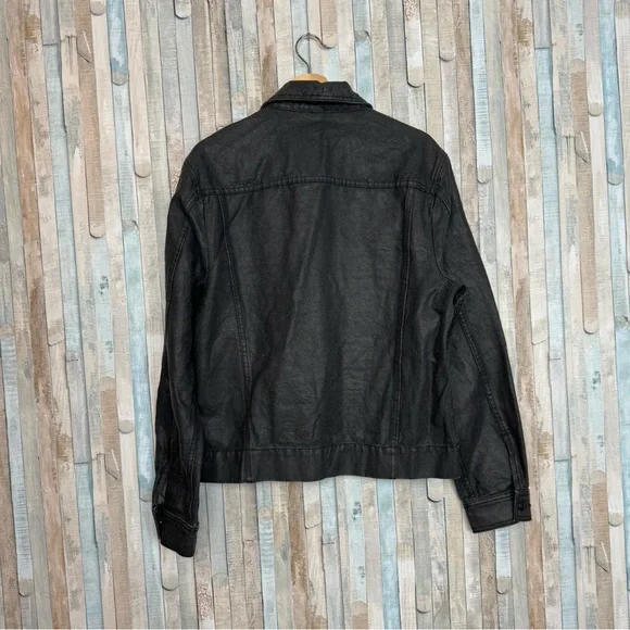 James Perse L Men’s Black Coated Cotton Jean Jacket Utility Denim Zip Front $395 - Picture 6 of 13